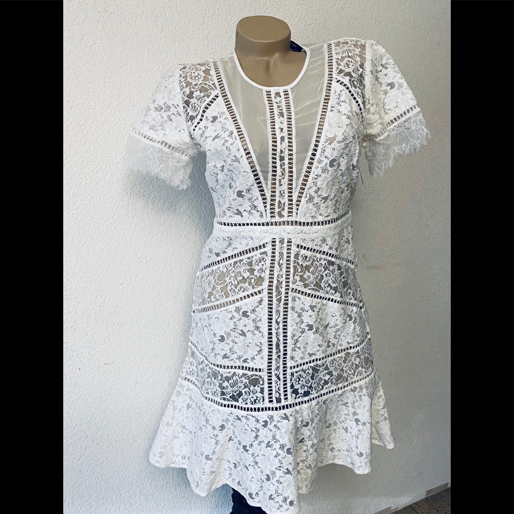 French Connection White Lace Overlay dress NWOT